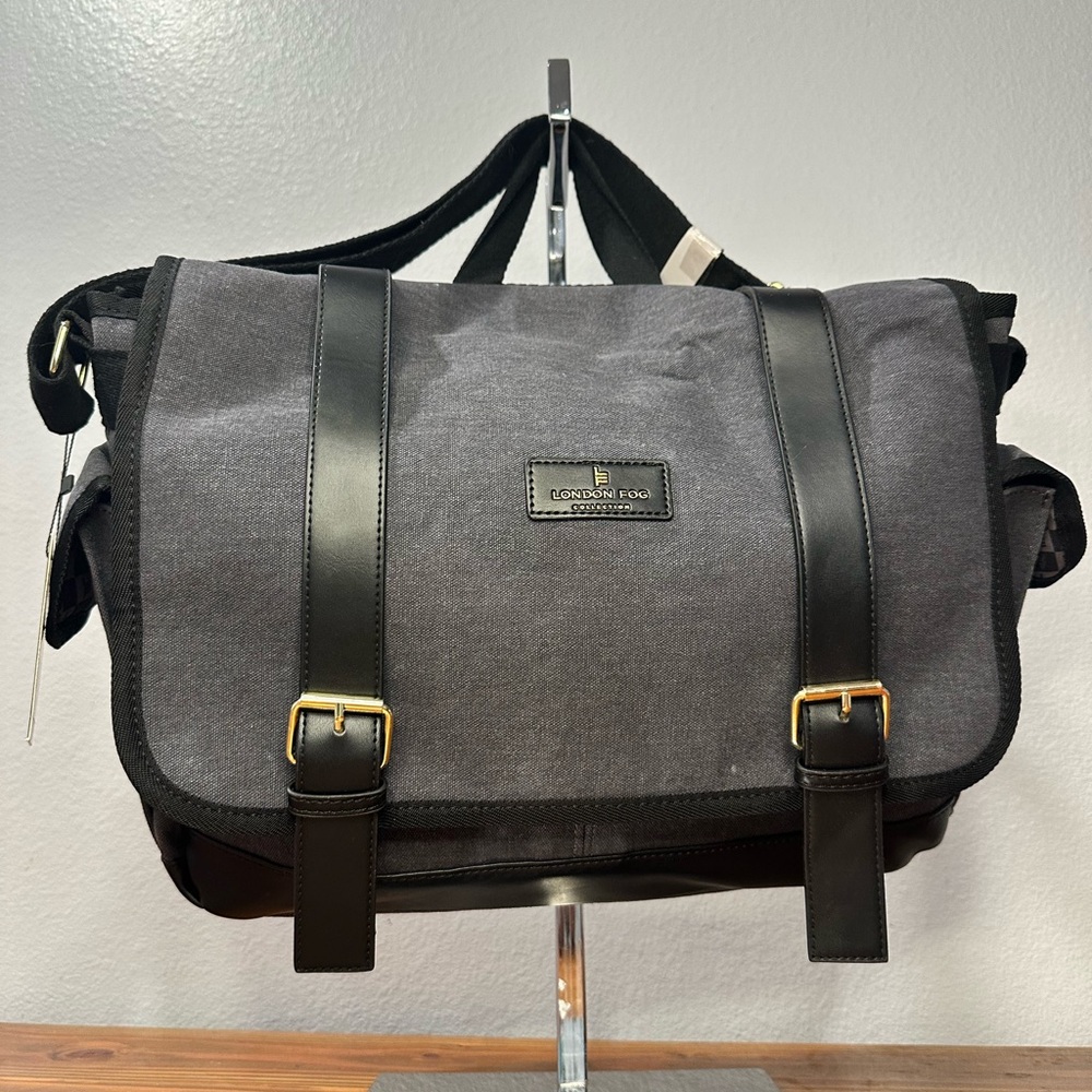 London Fog Gray and Black Messenger Bag